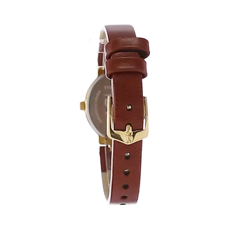 Titan Brown Leather Strap Champagne Dial Ladies Watch- 2594YL01